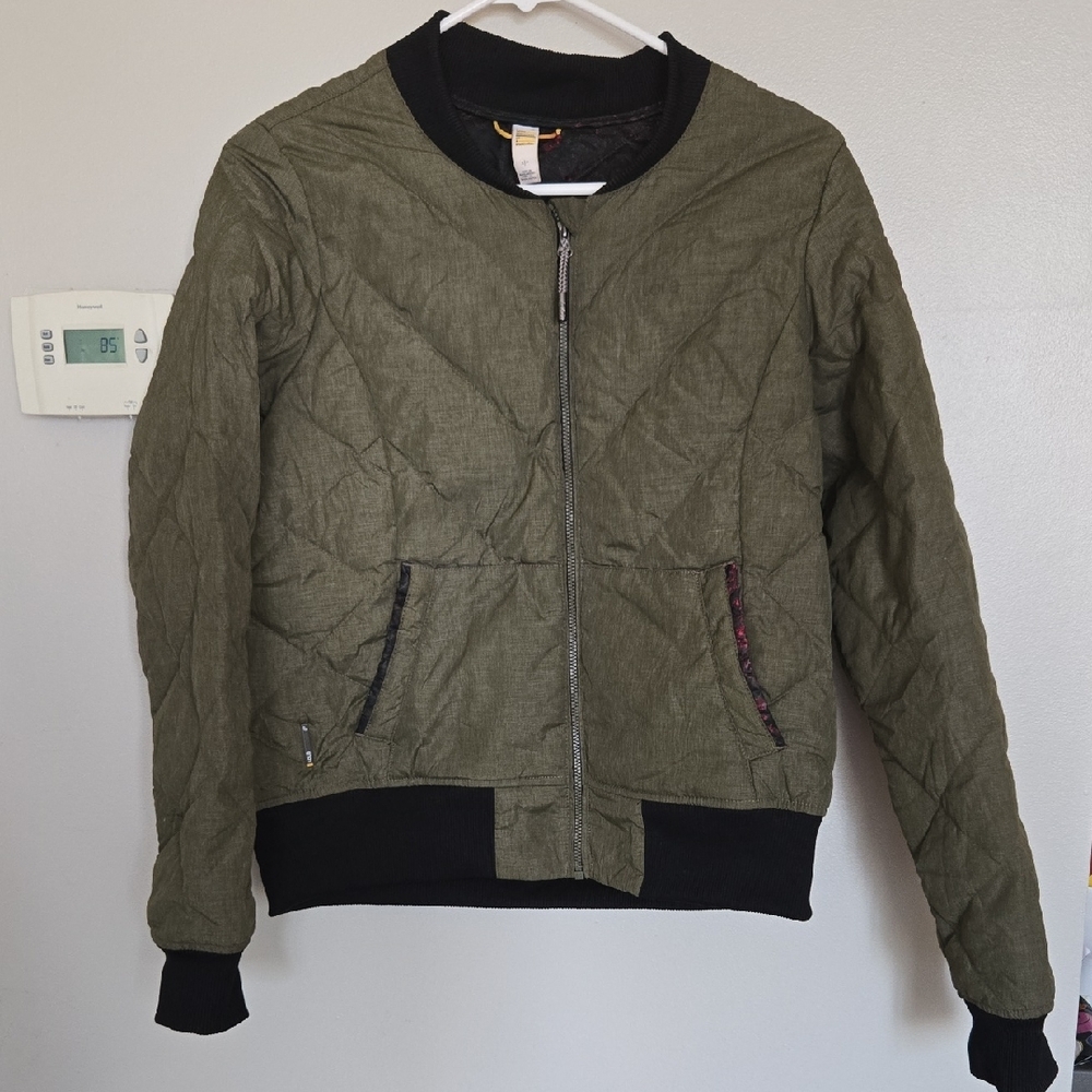 Lole Olive Green Packable Down Bomber Jacket